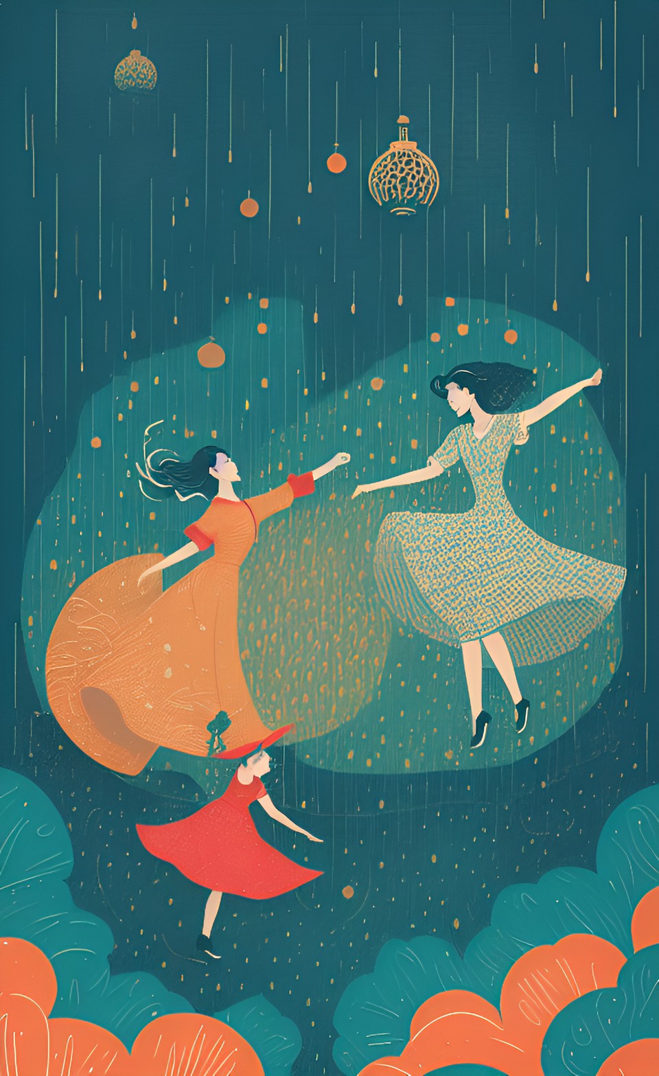 Happy Women - women dancing in the rain preview