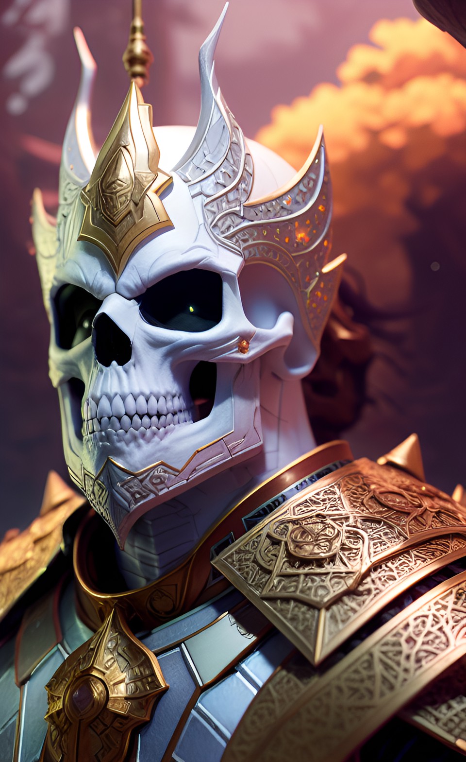 Skull Divinity Dynasty - Una Son of Wrayth. - portrait of skull king in intricate white armour preview