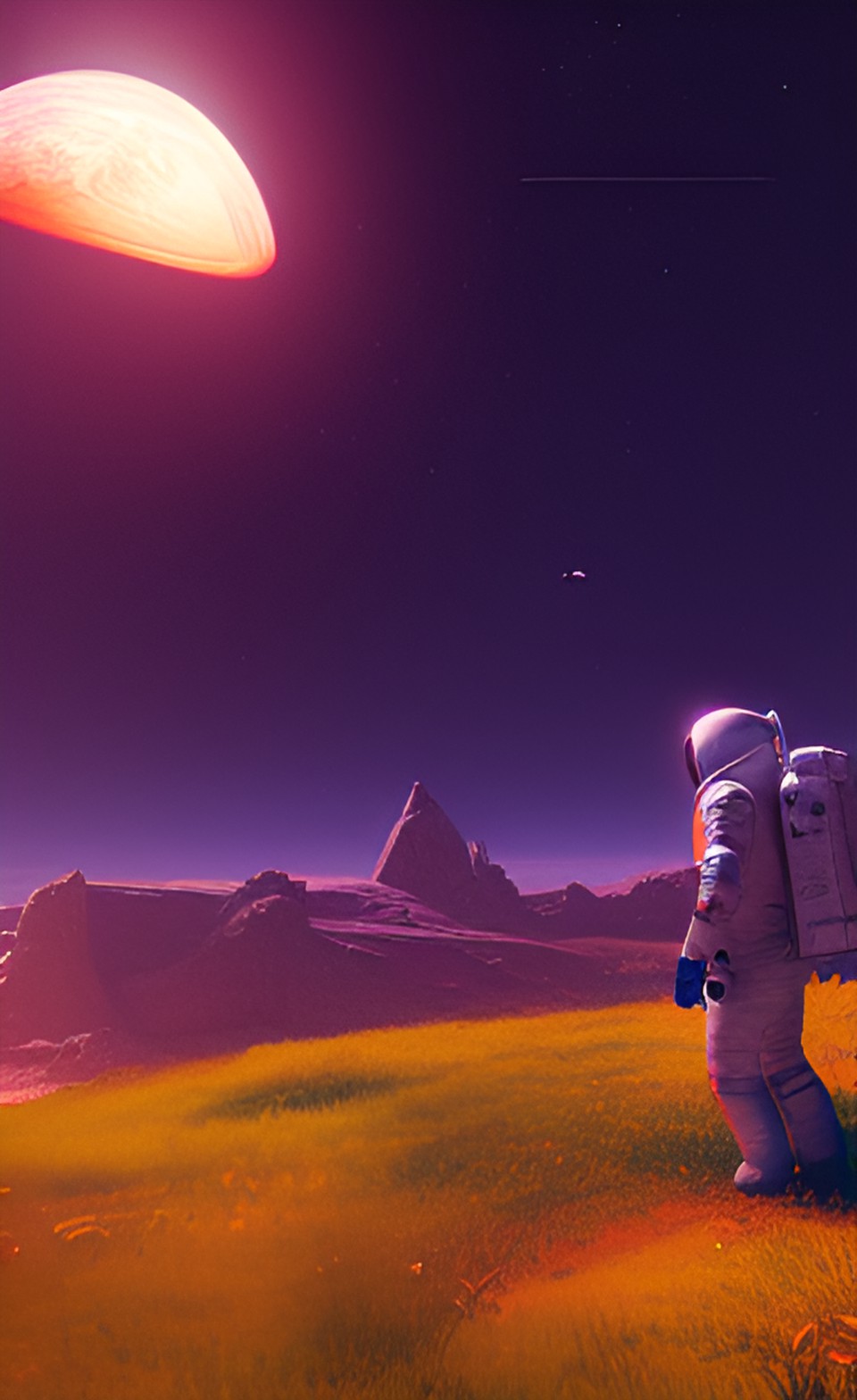 astronaut in open space sunset preview