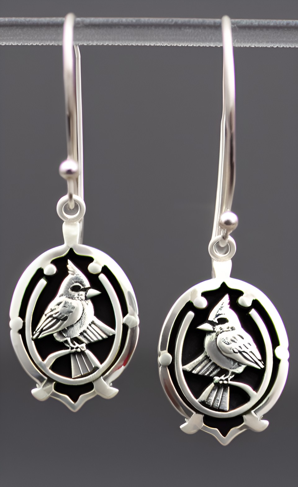 Cardinal earrings - silver cardinal earrings preview