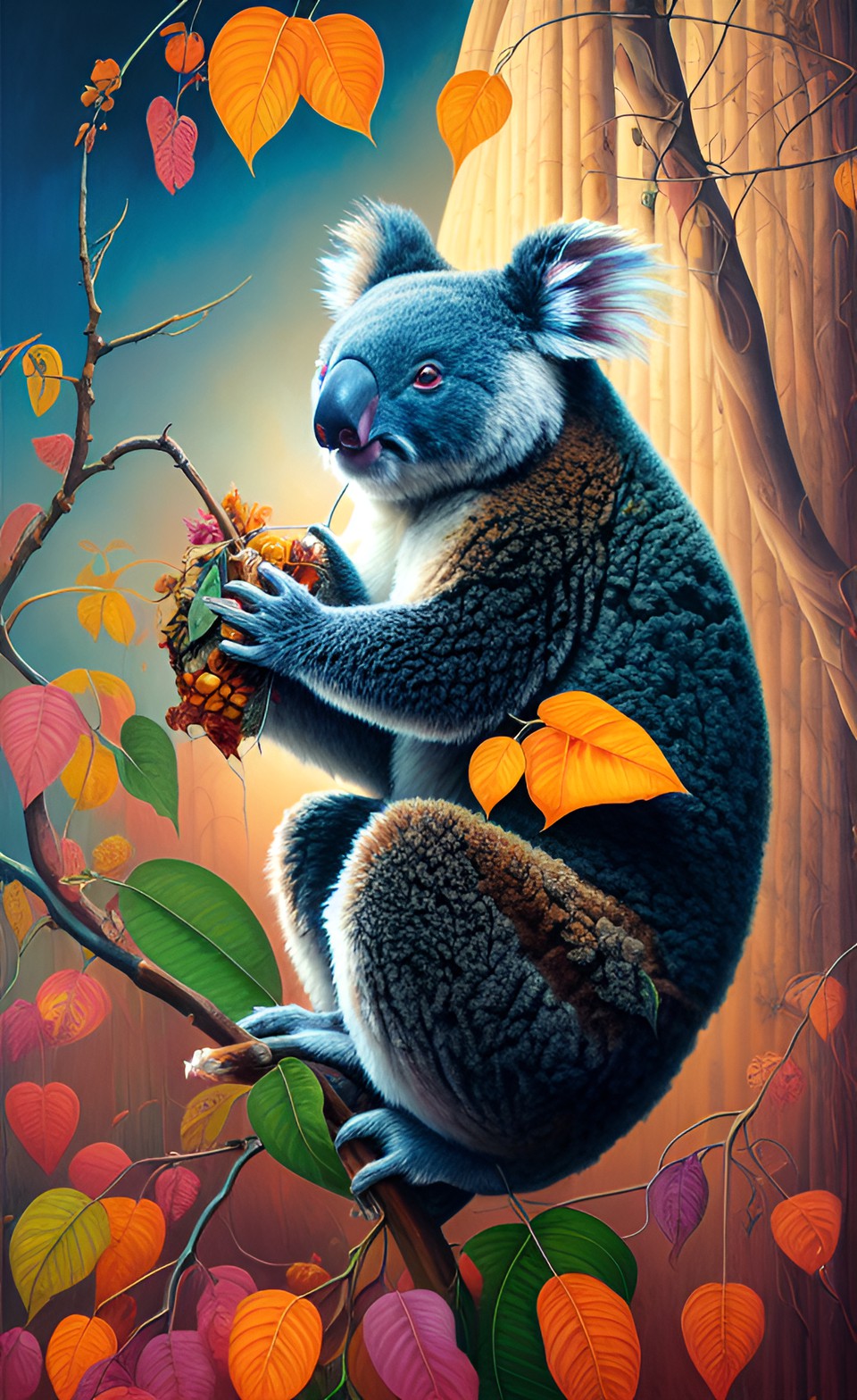 koala eating leaves preview