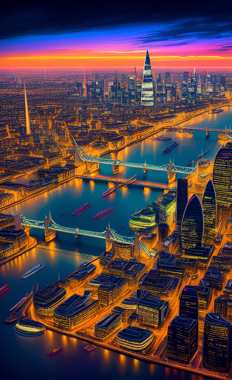 areal view of london at dusk preview