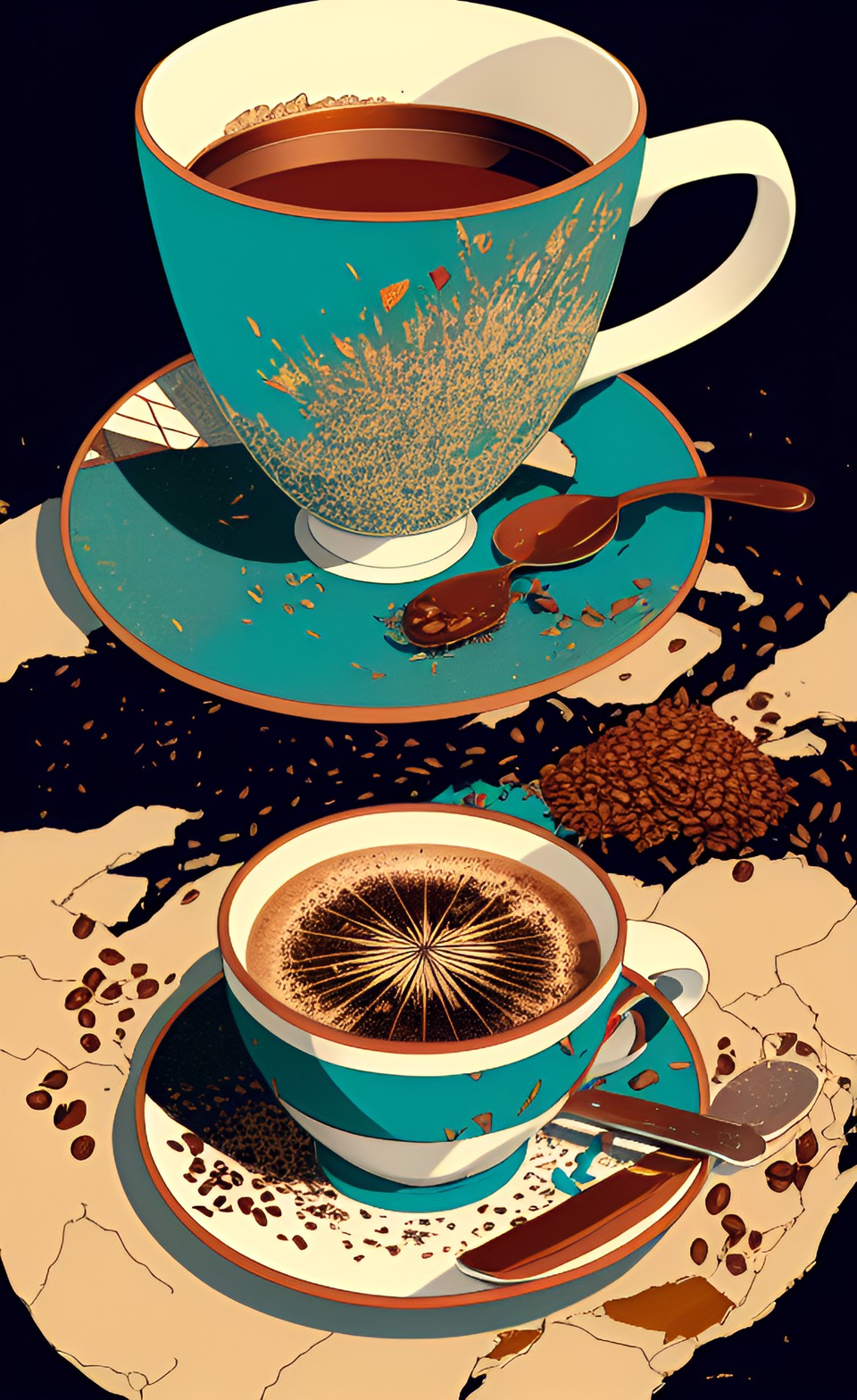 Shattered and Shared - shattered cup of coffee broken into pieces preview