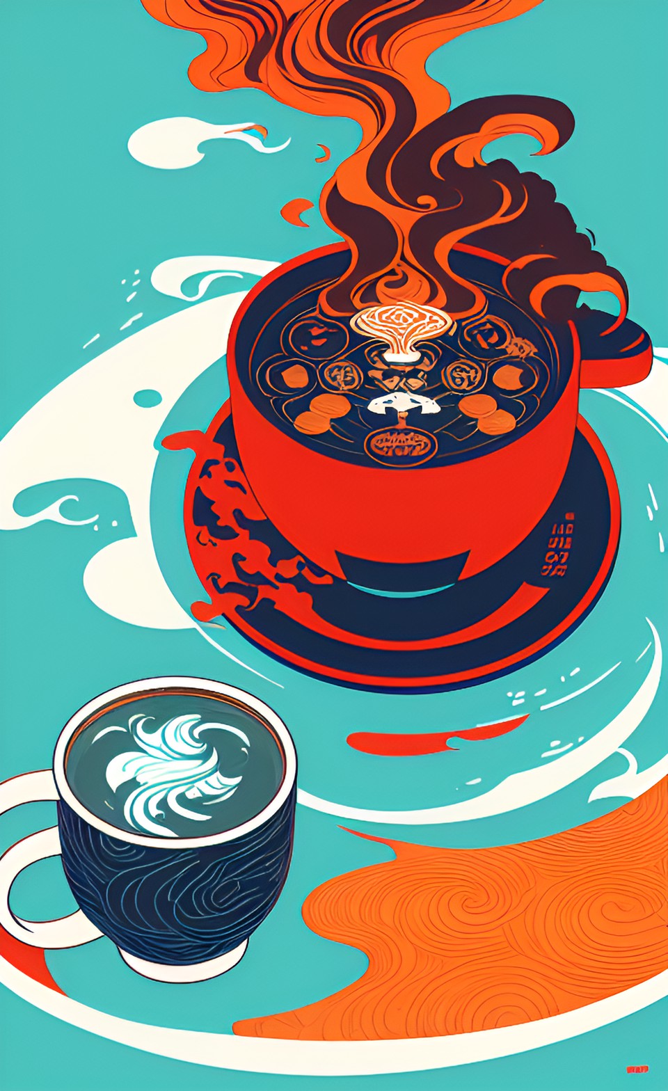 Flaming Waves - fire nation cup of coffee against water nation cup of coffee preview