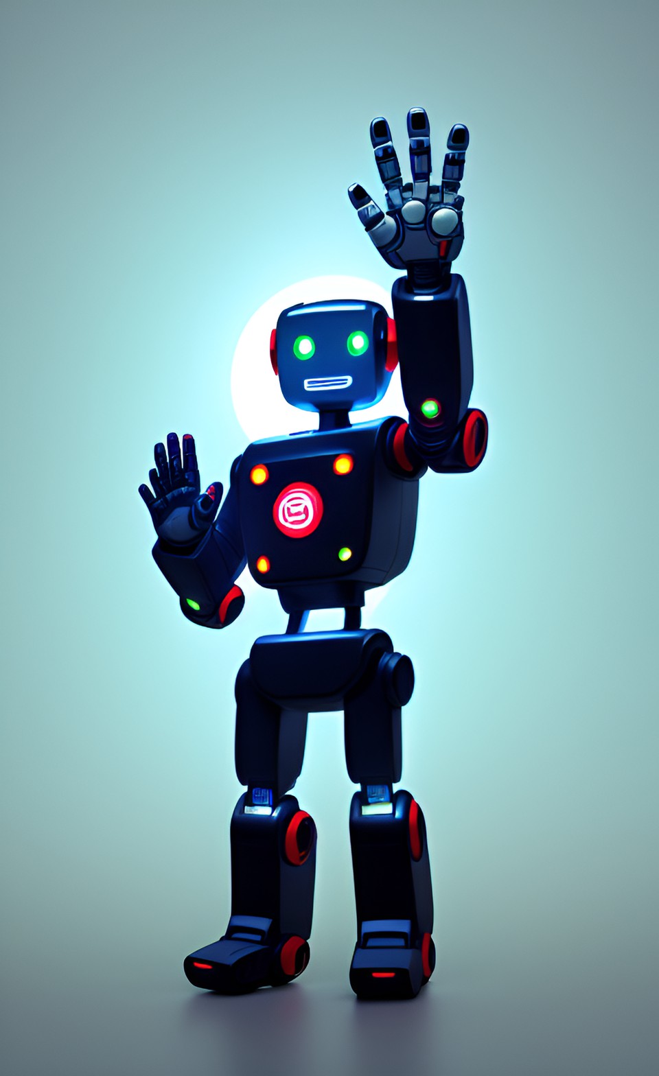 a smiling robot waving his hand preview