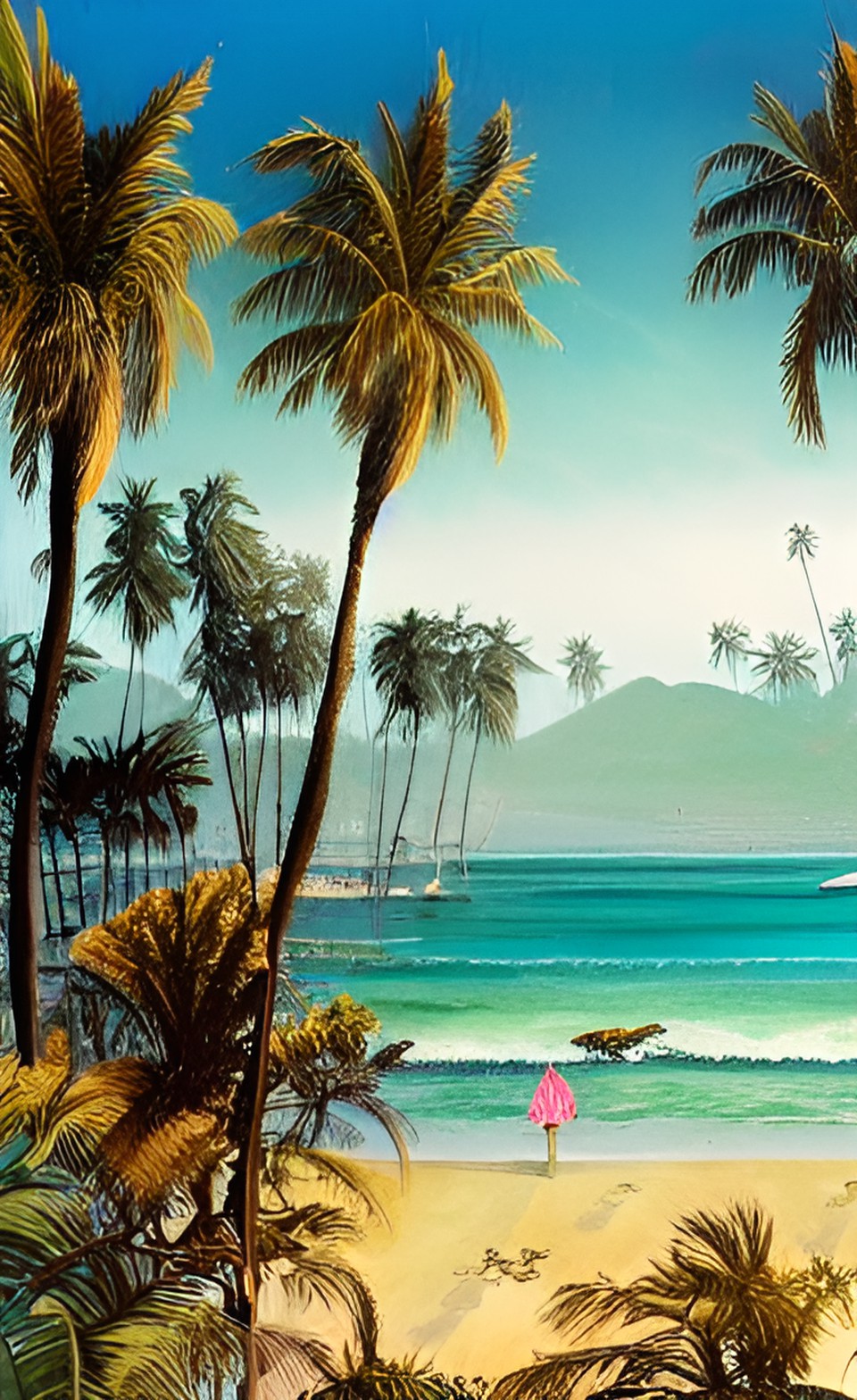 California beach scene with palm trees - california beach scene with palm trees preview