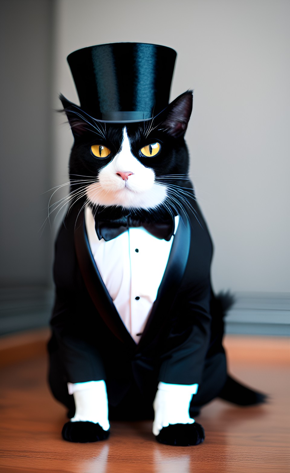 tuxedo cat wearing a top hat preview