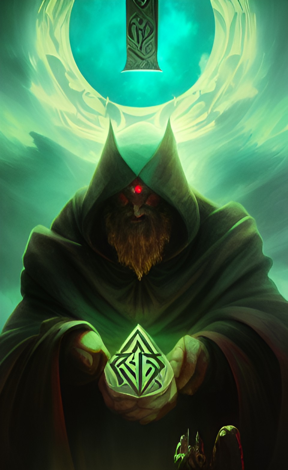 an evil advisor to the king casting rune stones for divination preview