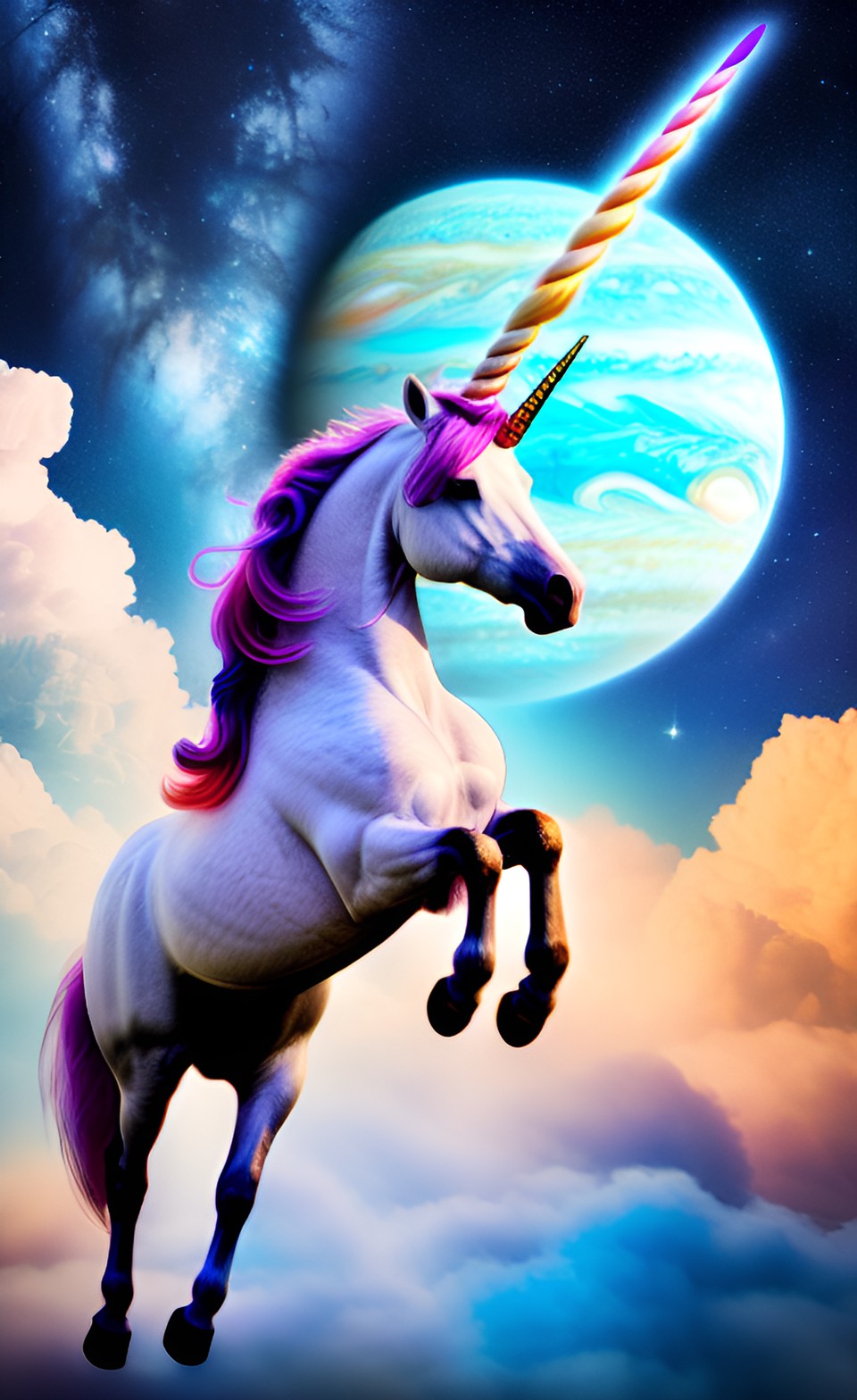 My unicorn - quiero crear un unicornio volando en júpiter preview