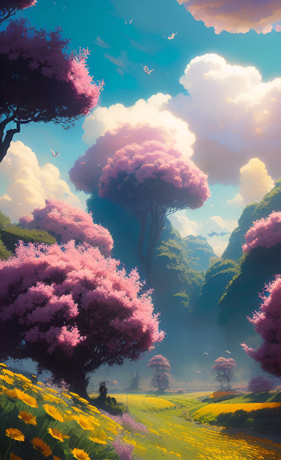 field of flowers in clouds preview