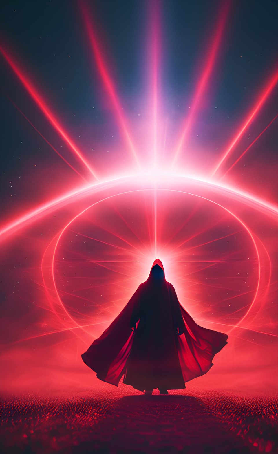 cloaked figure surrounded by red aura preview