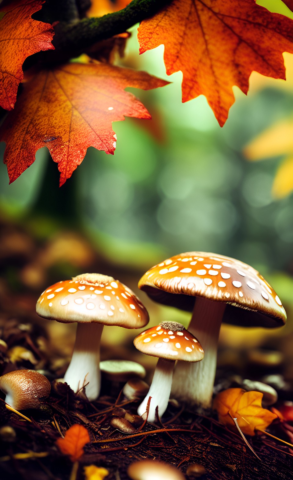 Champignosn dans la forêt - des champignons dans la foret sous la pluie en automne preview