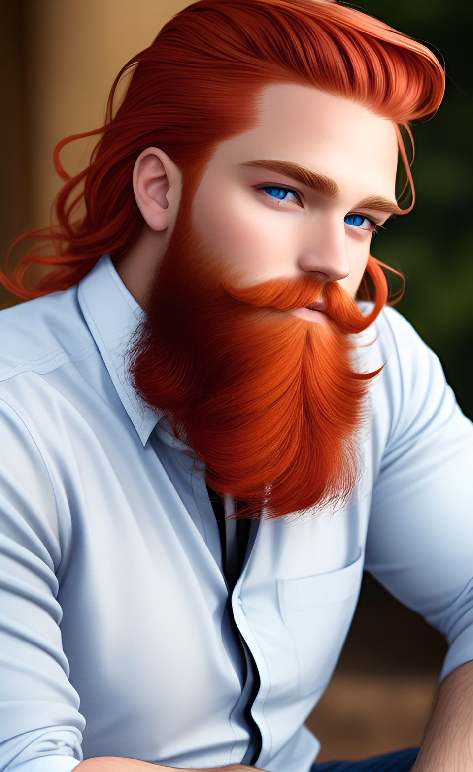 red blonde hair, sapphire eyes ￼, red blonde beard ￼, white skin ,man preview