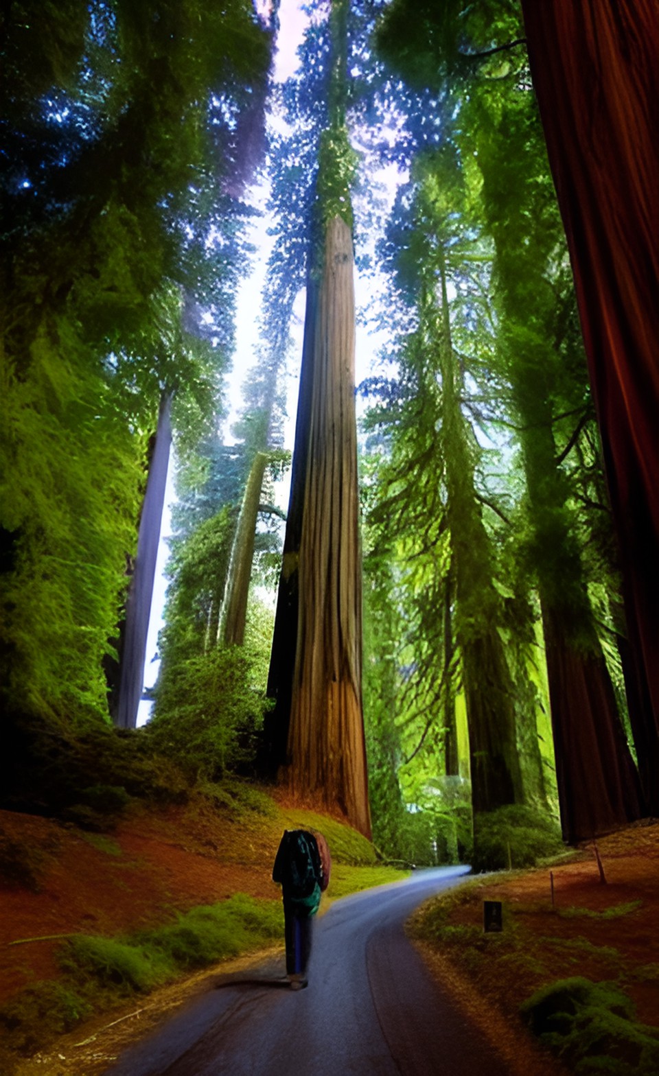 walking among the giant redwood trees on a starry night preview