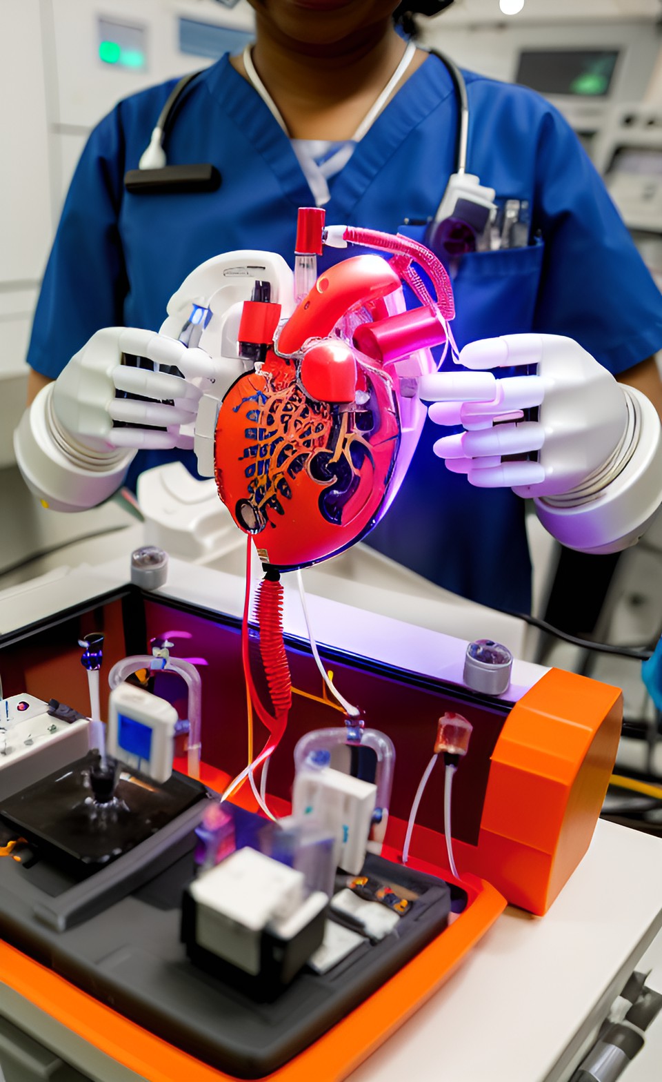 Overused Heart Disease implants - implanting robotic parts in human heart in laboratory preview