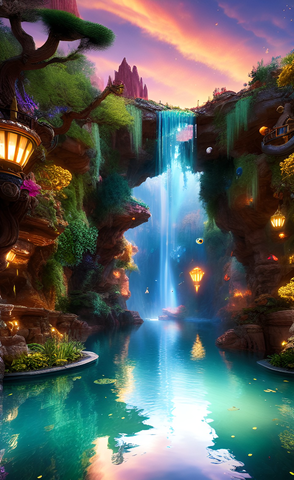 pandora world pond of lite light life wish a alien gold fish jumping out of the water, 4k, hd, 1080p, ultra image quality preview