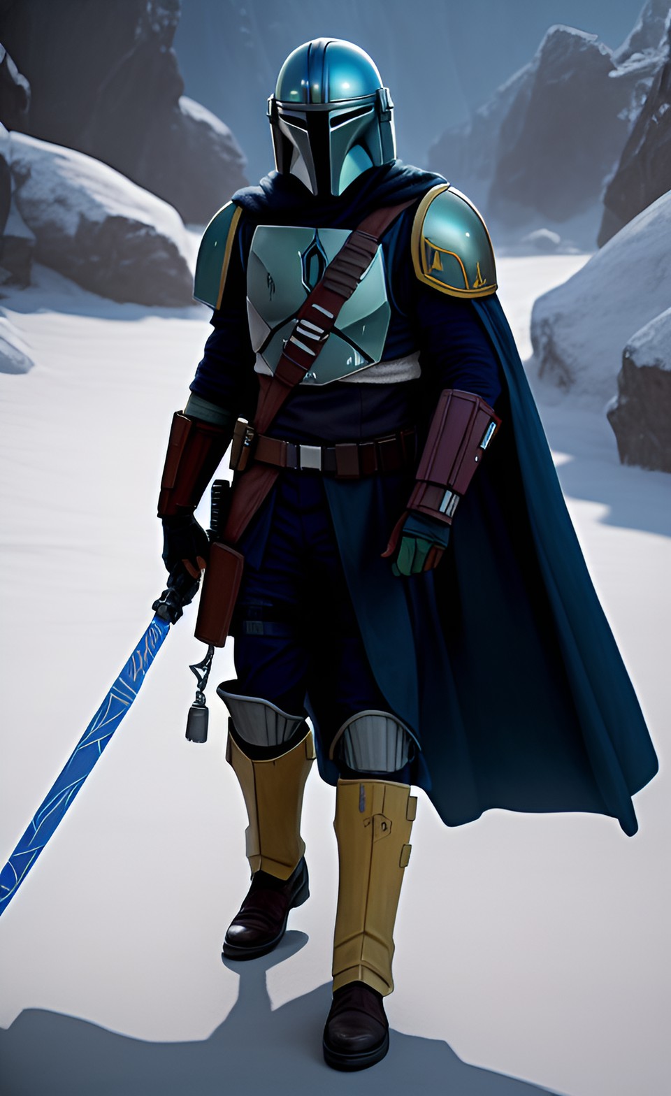 the mandalorian carrying the darksaber preview