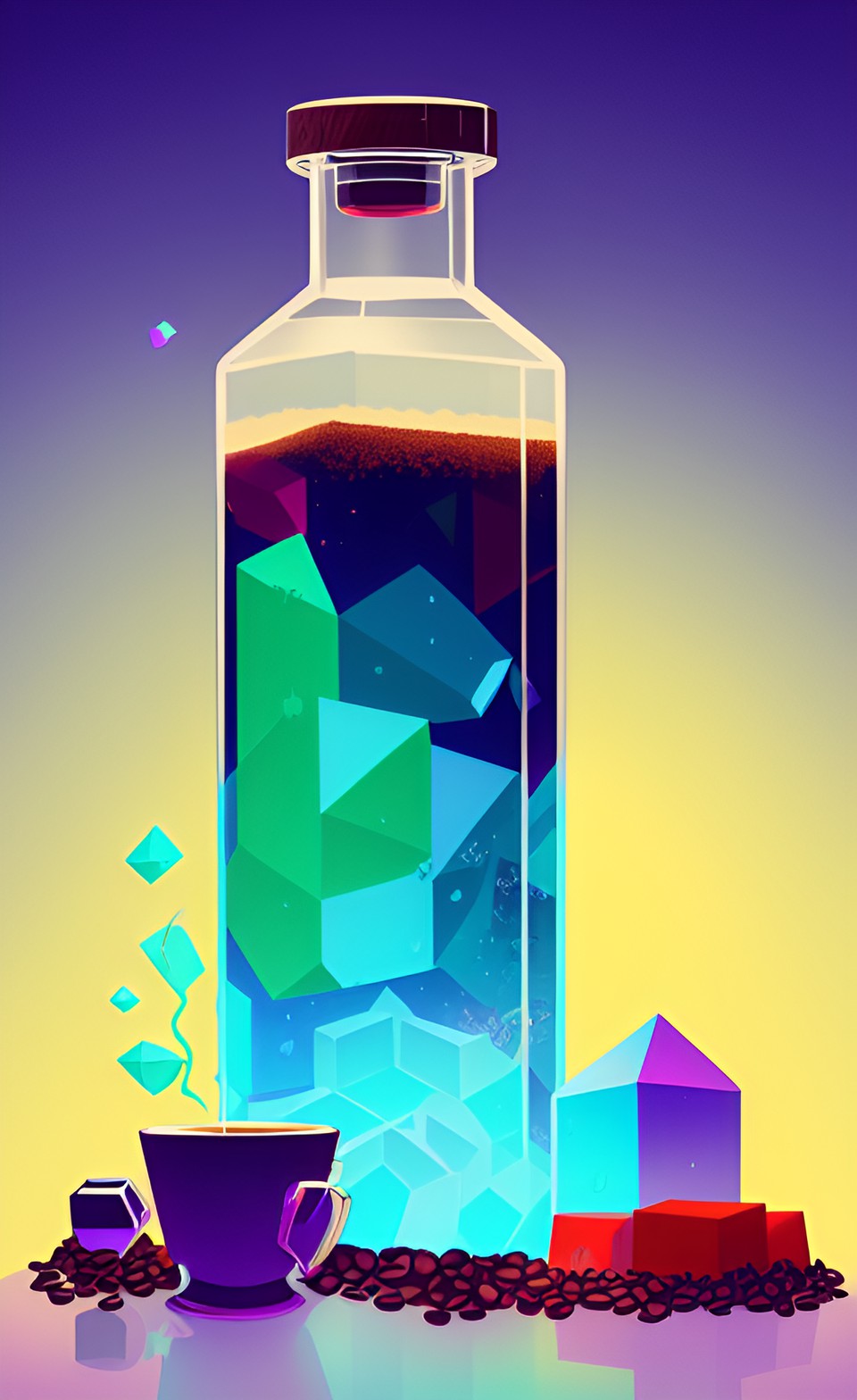 From Greater Things - potion bottle with coffee and sugar cubes inside of it preview