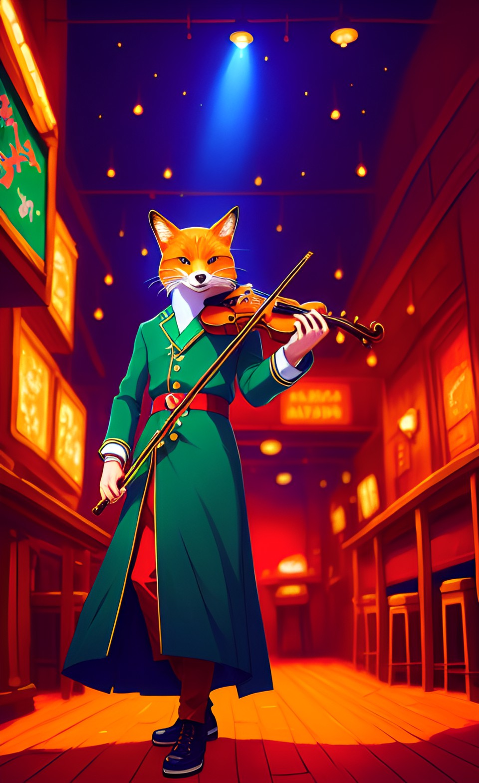 Viv - flashy violinist fox, performing in a tavern filled with anthropomorphic animals preview