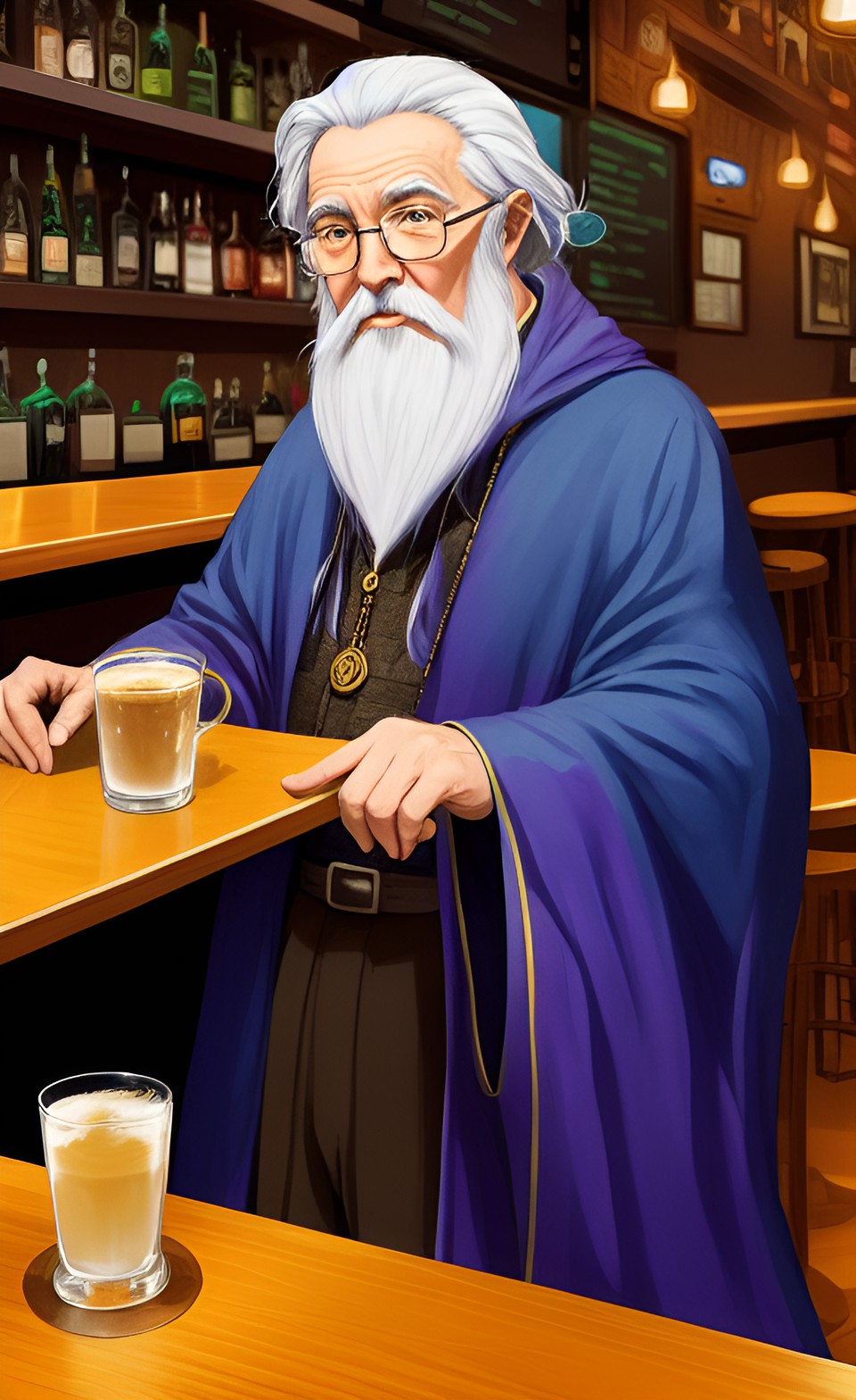 old wizard in a modern bar preview