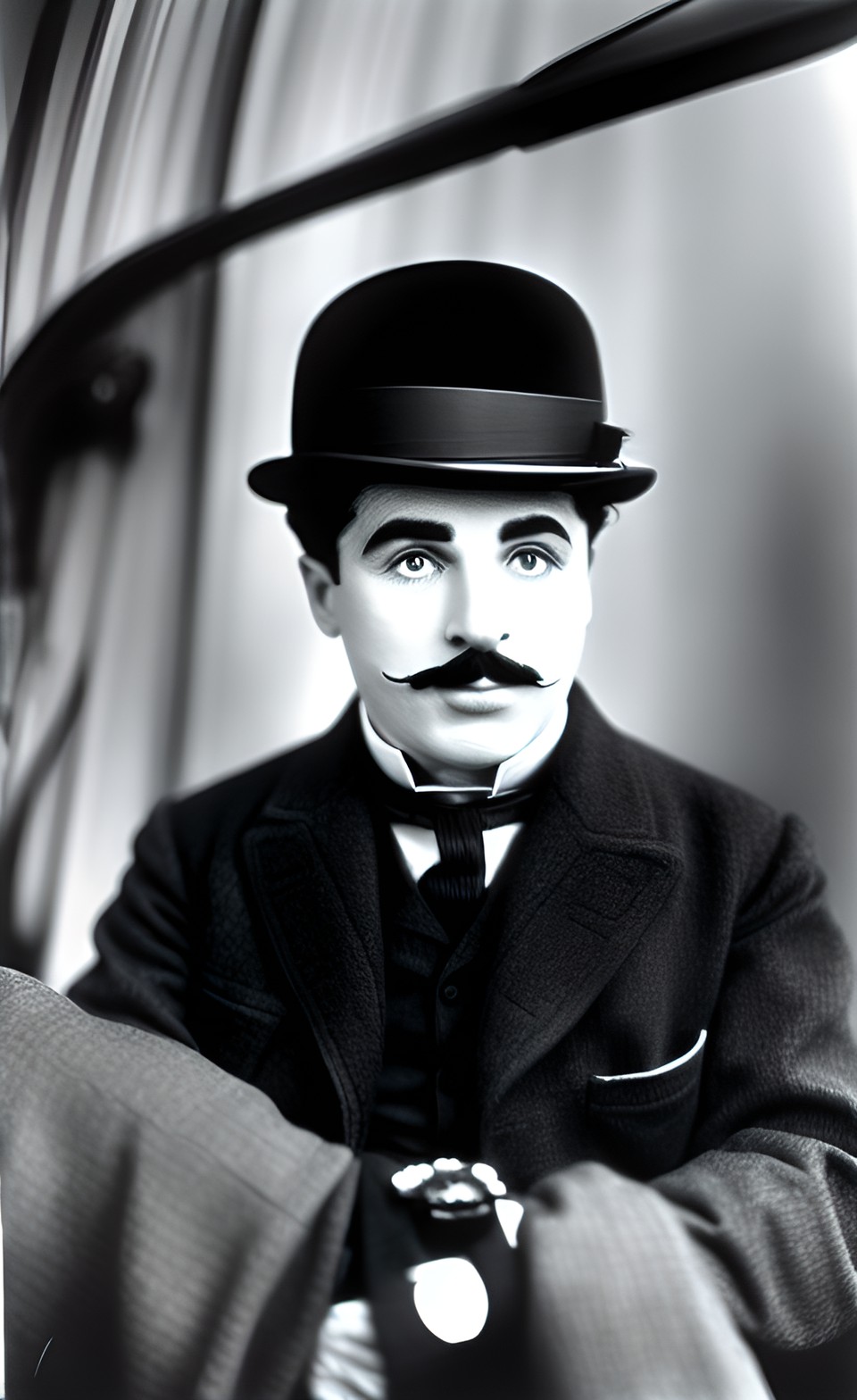 a flying steamboat tank - portrait of charlie chaplin on the way to the moon preview