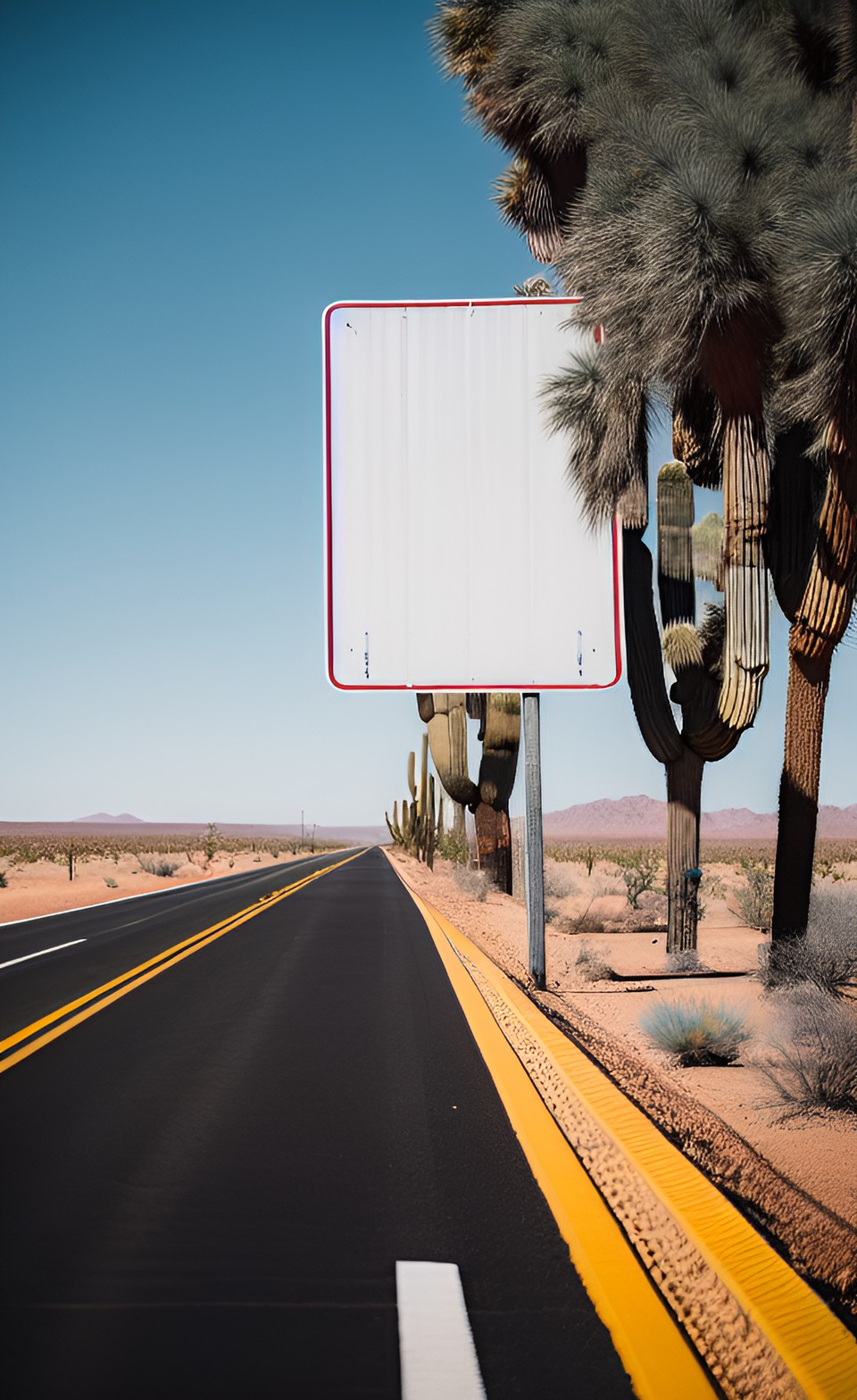 a blank sign on a desert highway preview