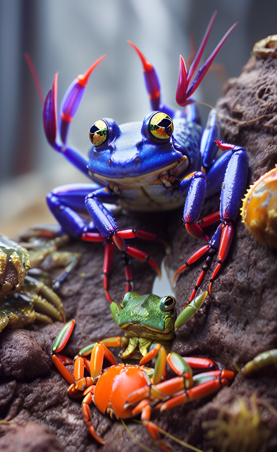 Frog Crab II - a blend of crab, frog, spider and human. 4k render. heavy detail, other worldly preview