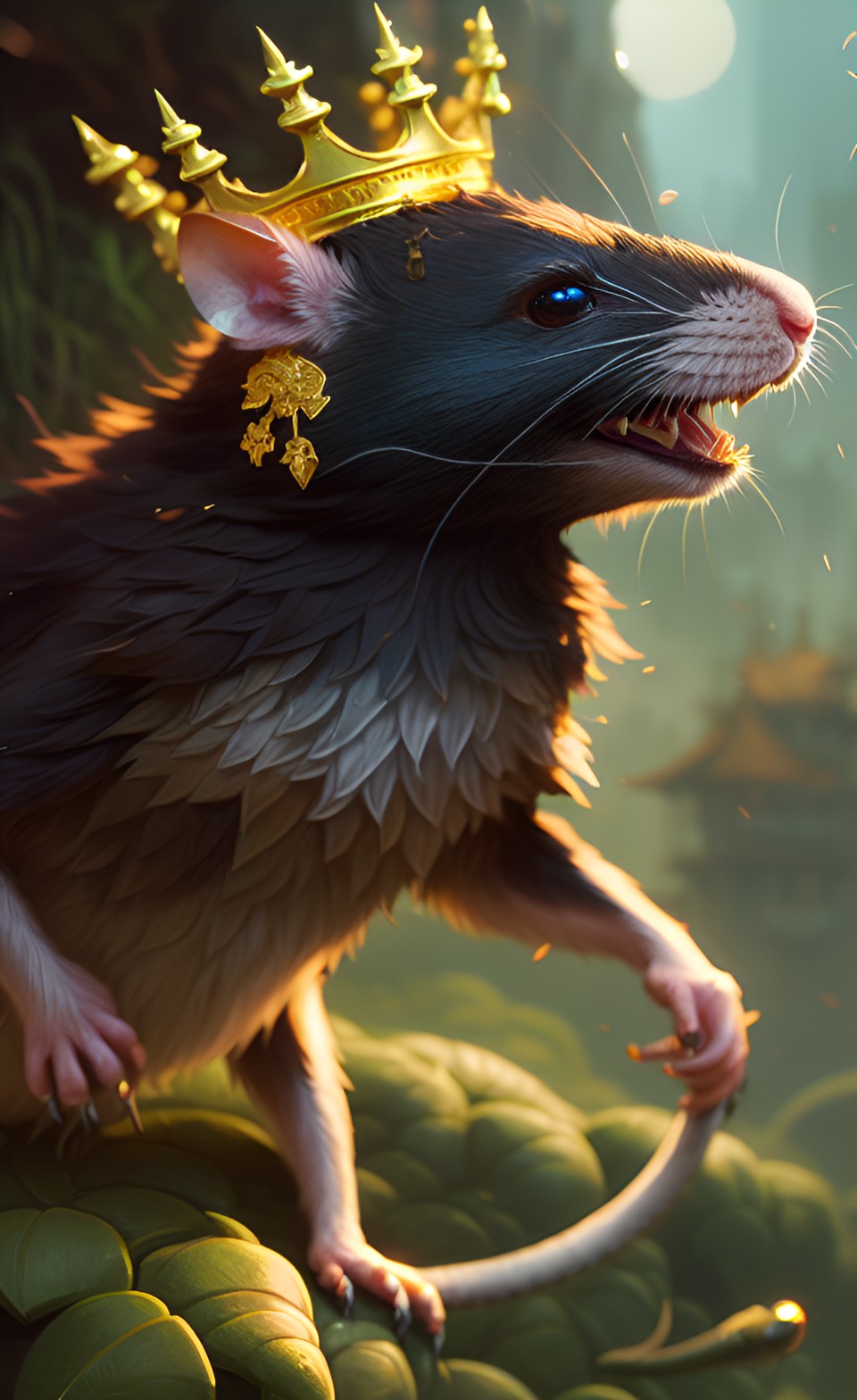 queen rat with crown and gold preview