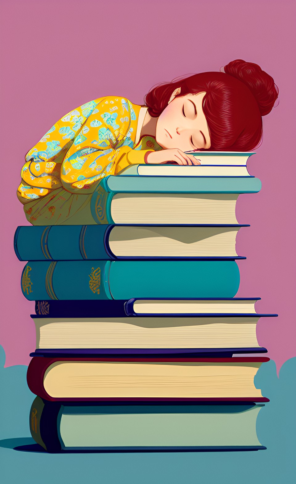 princess sleeping on a stack of books preview