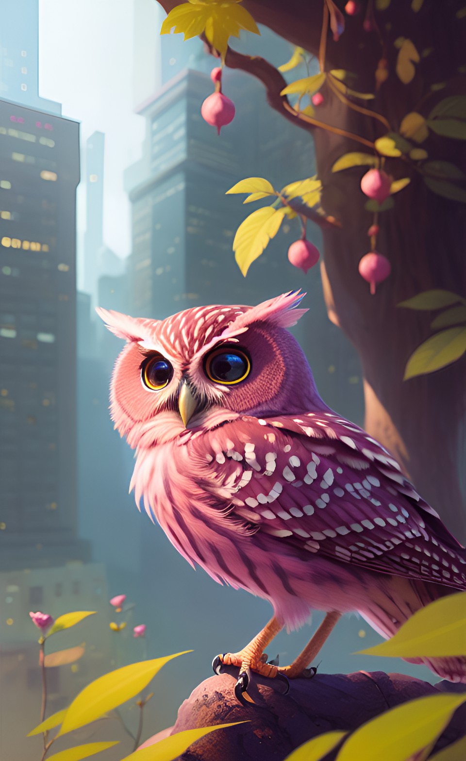 children book illustrations of pink bird owl preview