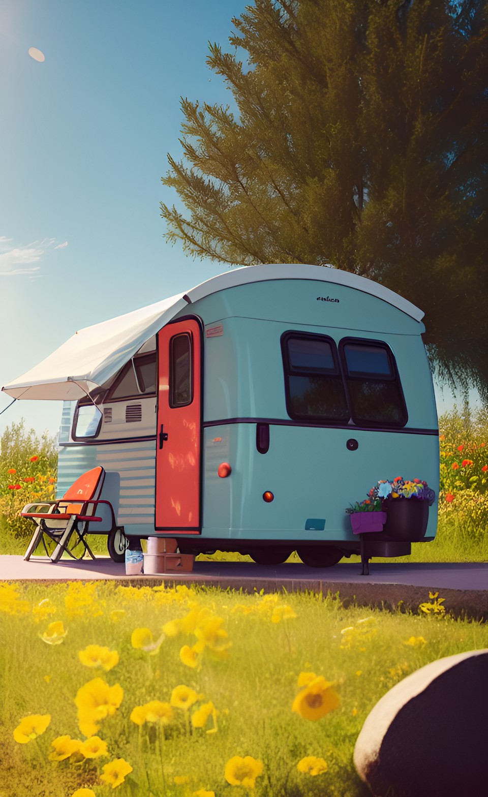 camper caravan cozy cute flowers preview