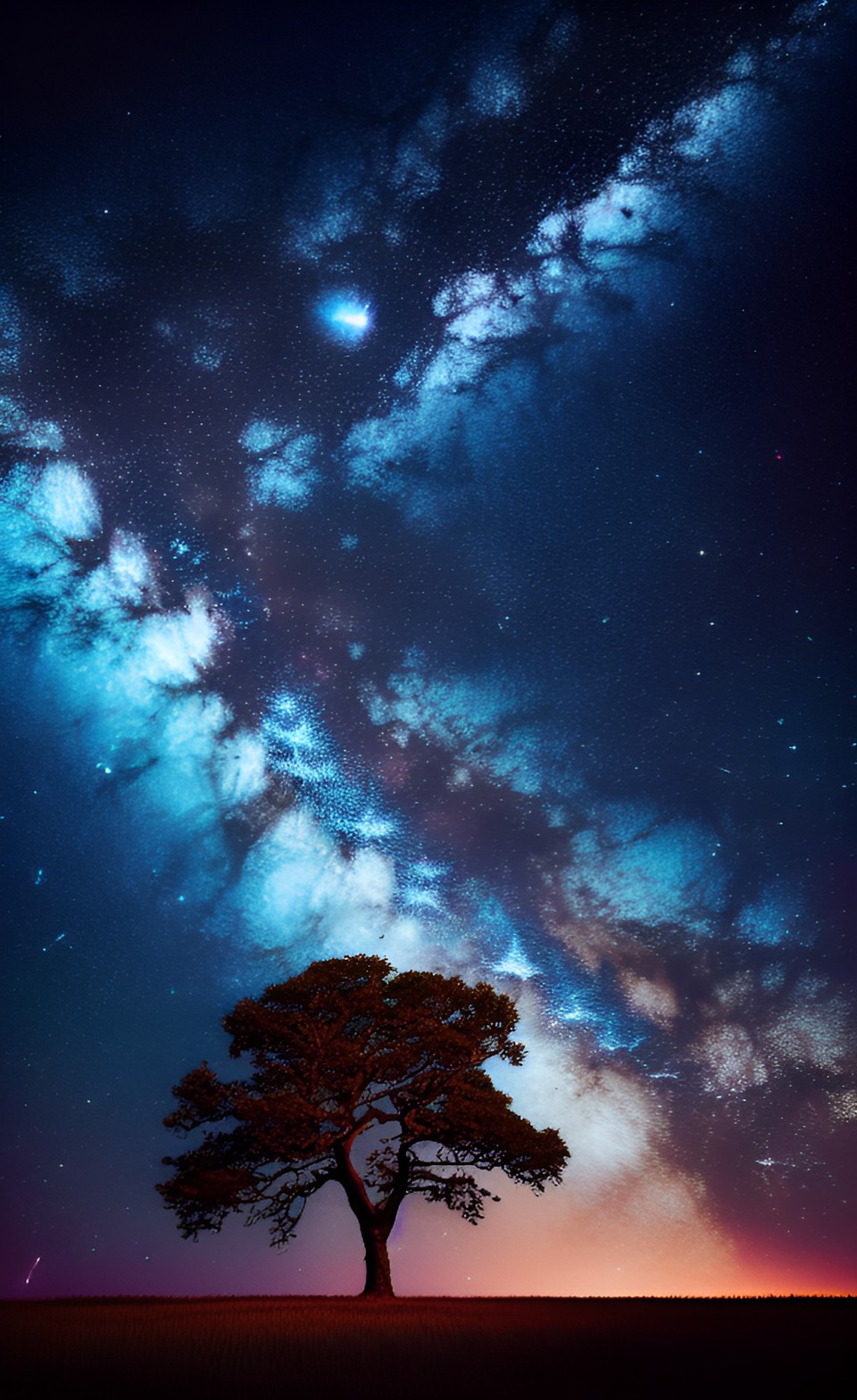 elder tree with starry sky and a planet preview