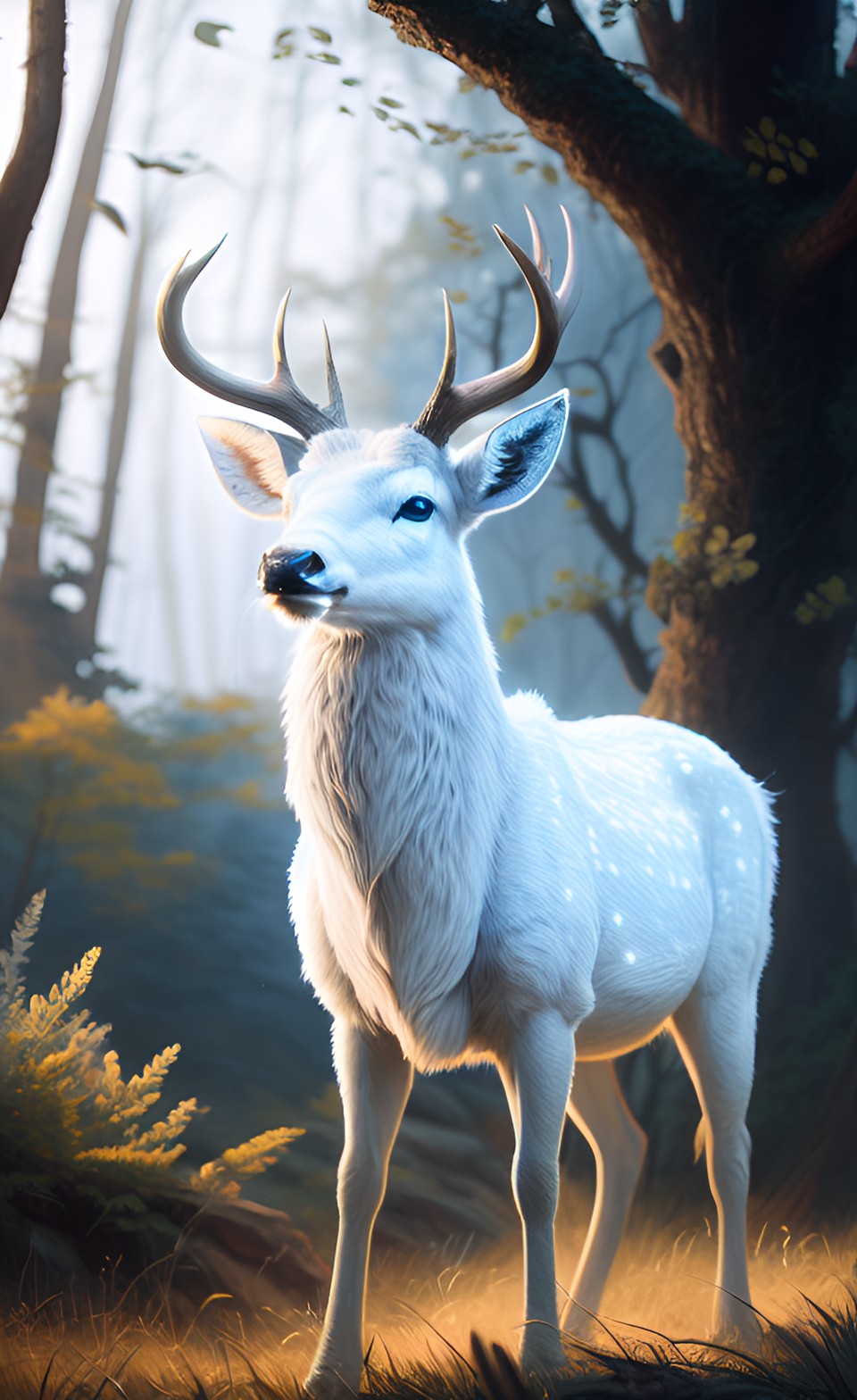 white and light blue deer preview