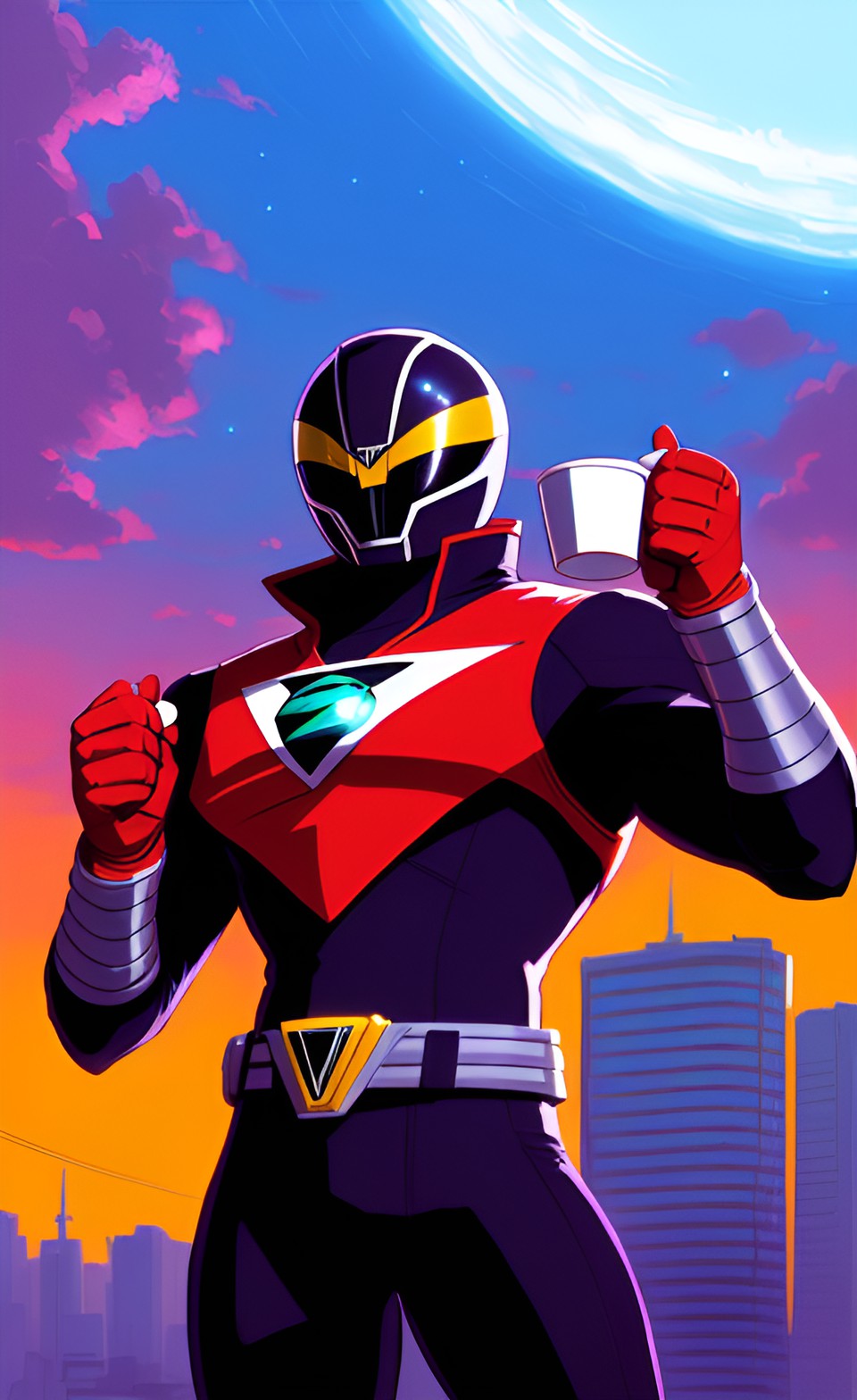 The BlackRanger Brew - the black power ranger from mighty morphin power rangers drinking coffee preview