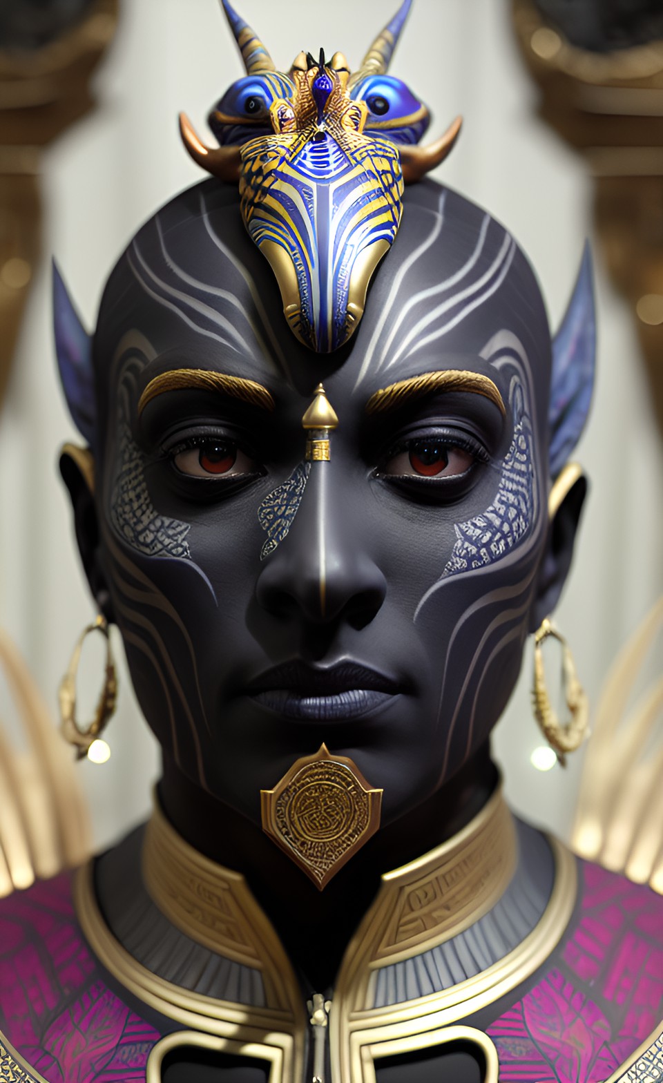 Anubus - anubus, egyptian god of mummification and the afterlife, perfect face, realistic, dark fantsy art (black, dark blue, white, and smoky grey colors ) unreal engine 5, uhd, 8k preview