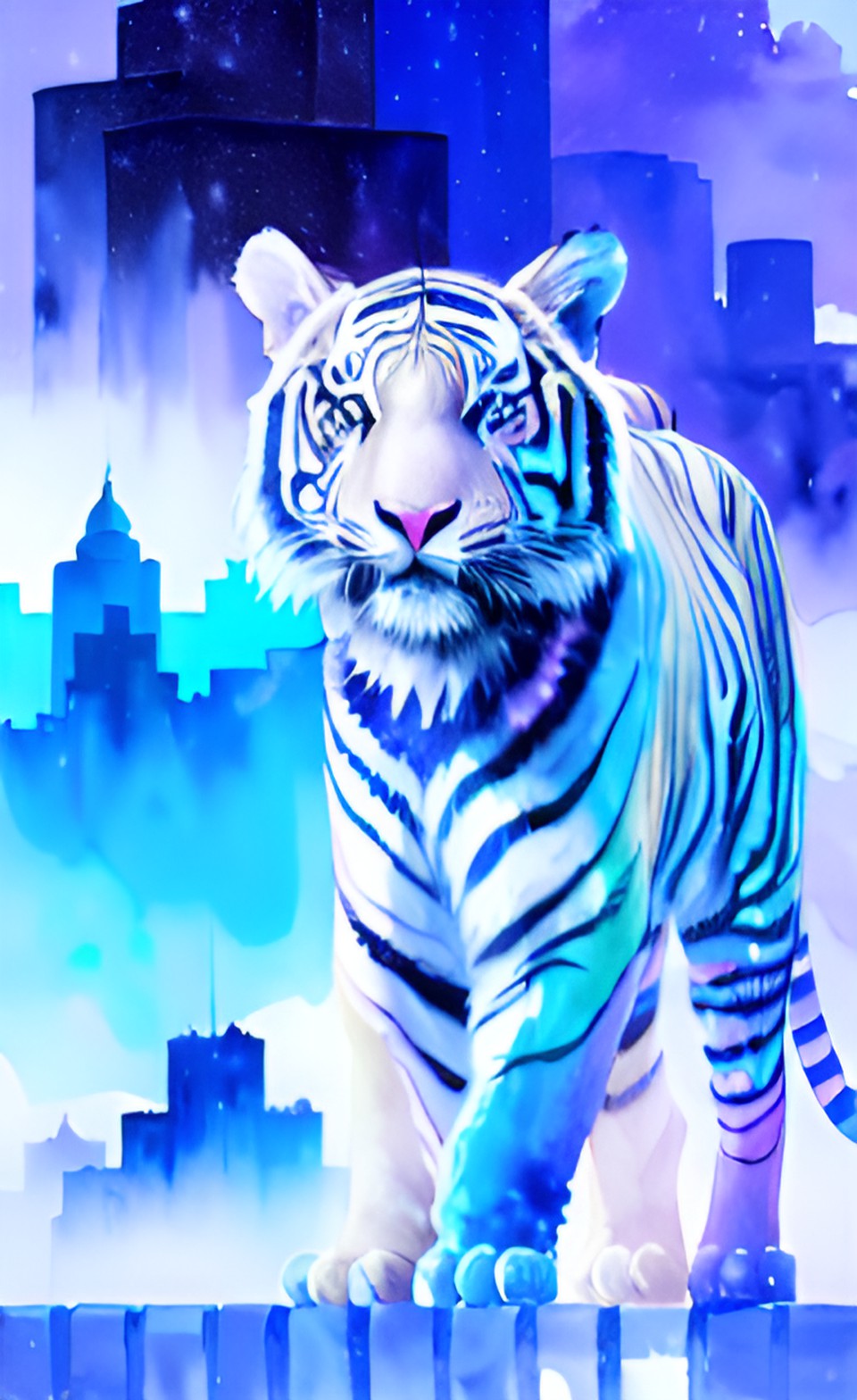 rainbow tiger with a neon city in the background
bakgrund preview