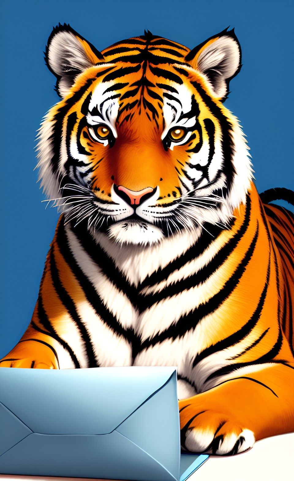 tiger sending an email cartoon preview