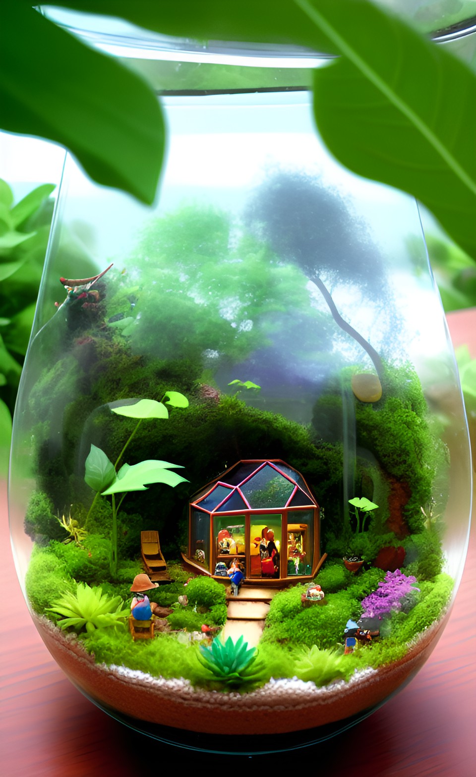 tiny people living inside a terrarium preview