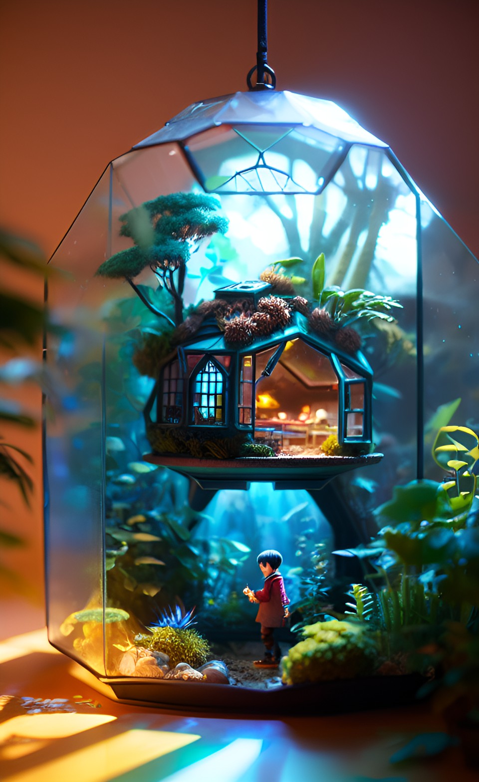 tiny people living inside a terrarium preview