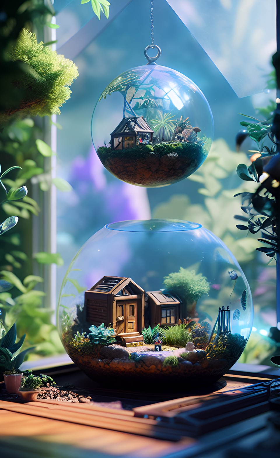 tiny people living inside a terrarium preview