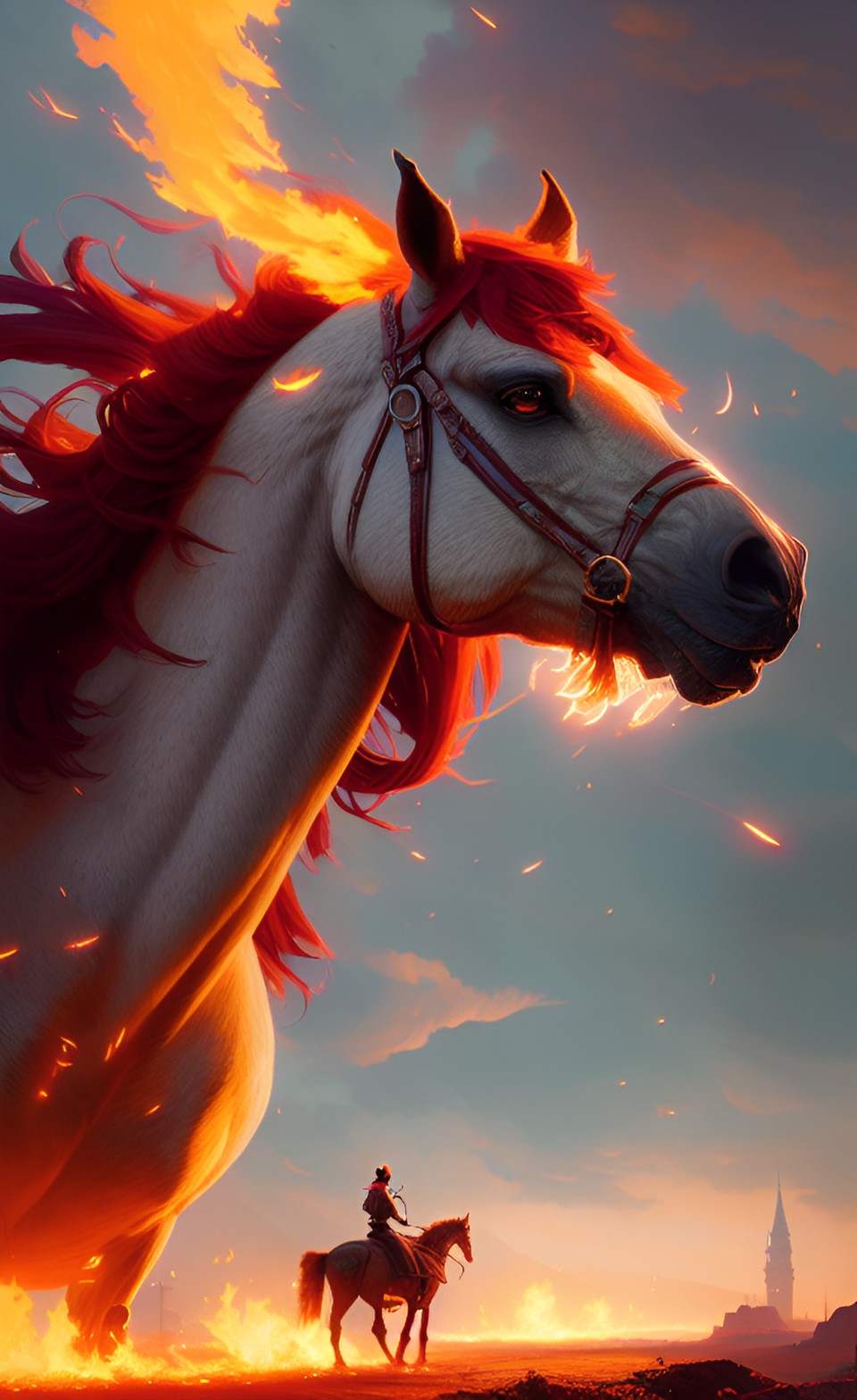 Fuego - flaming horse roman artstyle preview