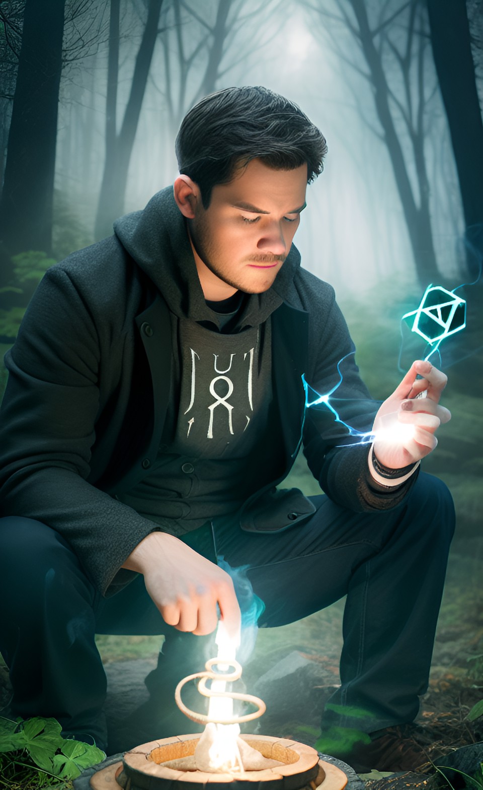 By: Luxanno - man conjuring magic runes preview