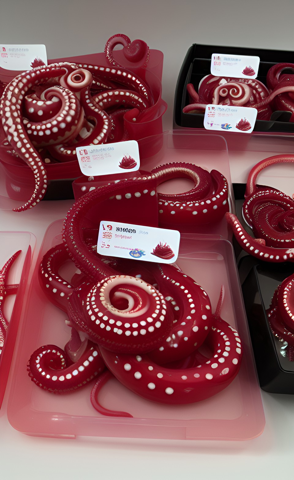 tentacles in 3d with red jelly and porcelain preview