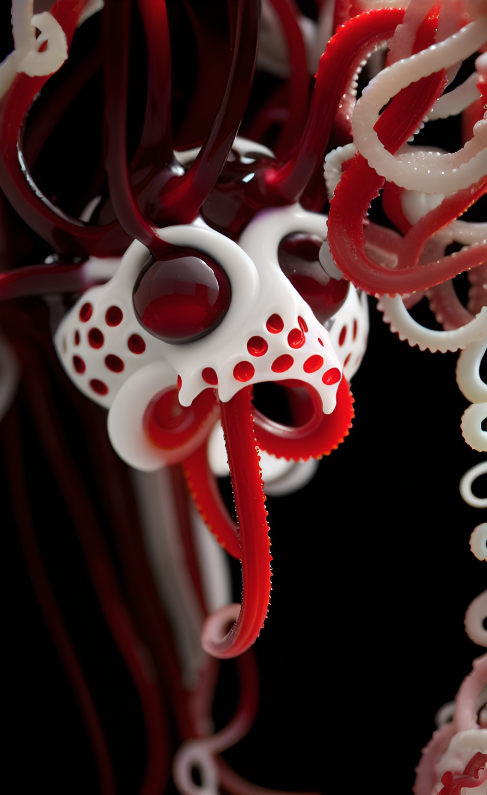 tentacles in 3d with red jelly and porcelain preview