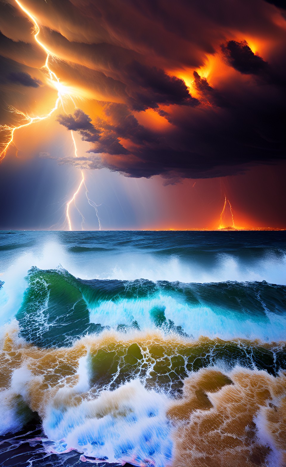 More Realistic Stormy Sea - fire, water, stars, storm, hdr, stormy waves preview