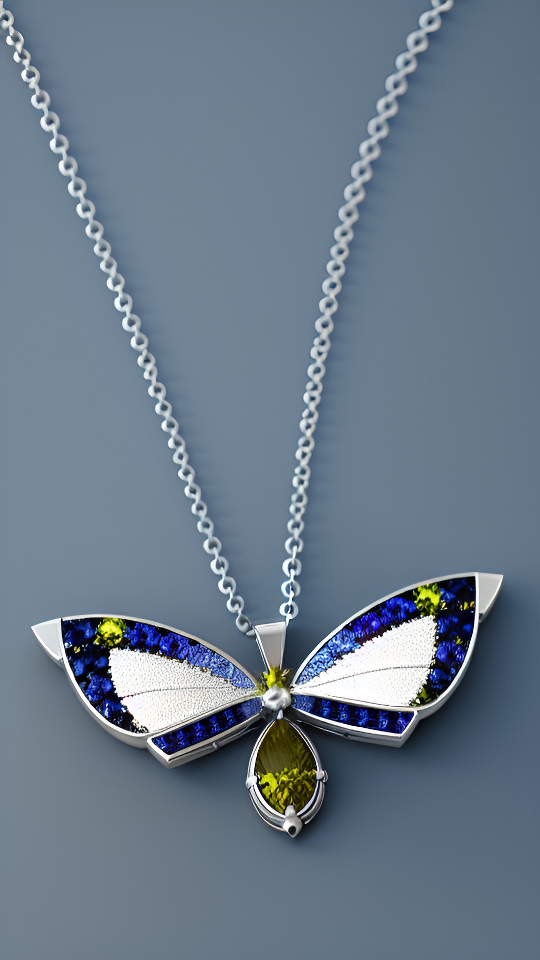 silver and gemstone moth pendant necklace preview