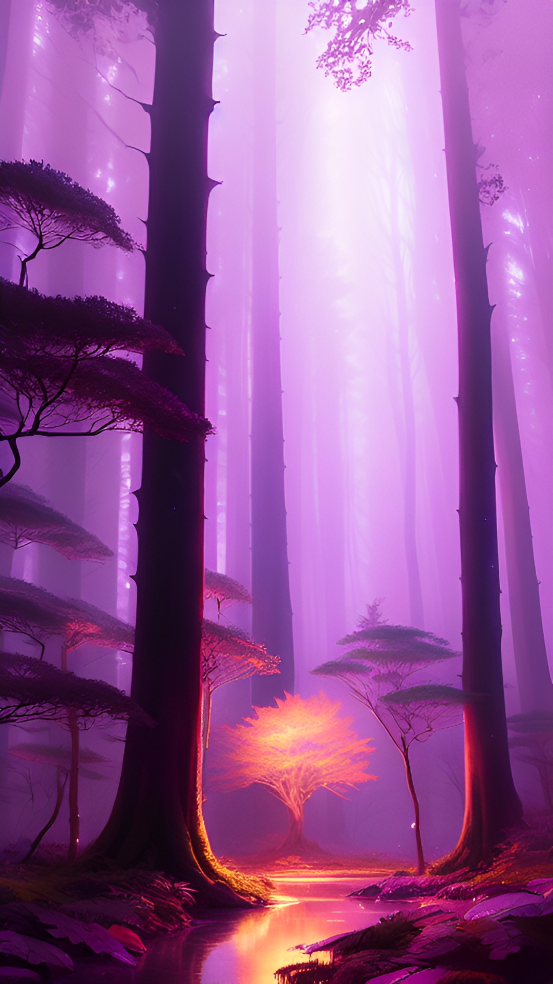 ethereal forest under a light purple sky preview