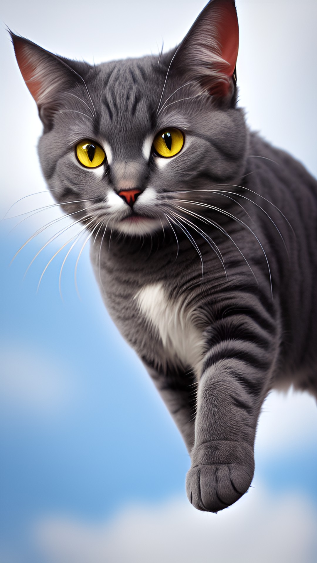 Air - grey cat with grey eyes flying preview