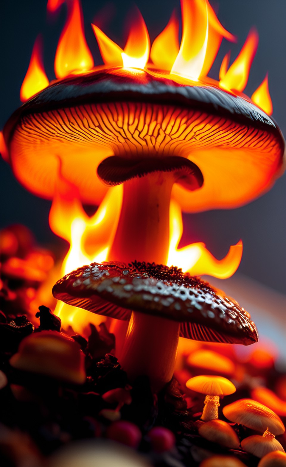 Blazeshrooms - mushrooms made out of fire and light preview