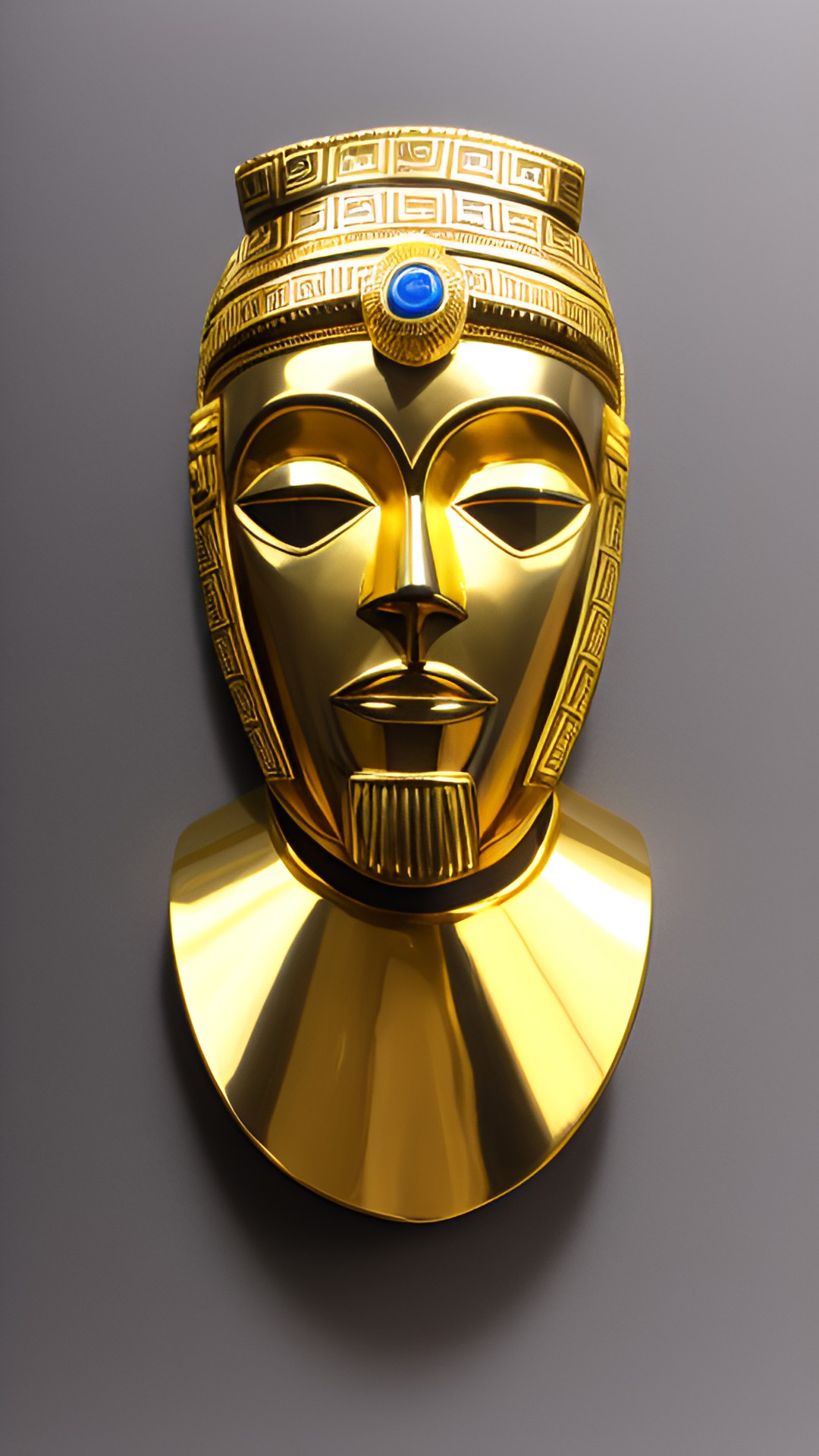 african mask as a greek head bust in gold preview